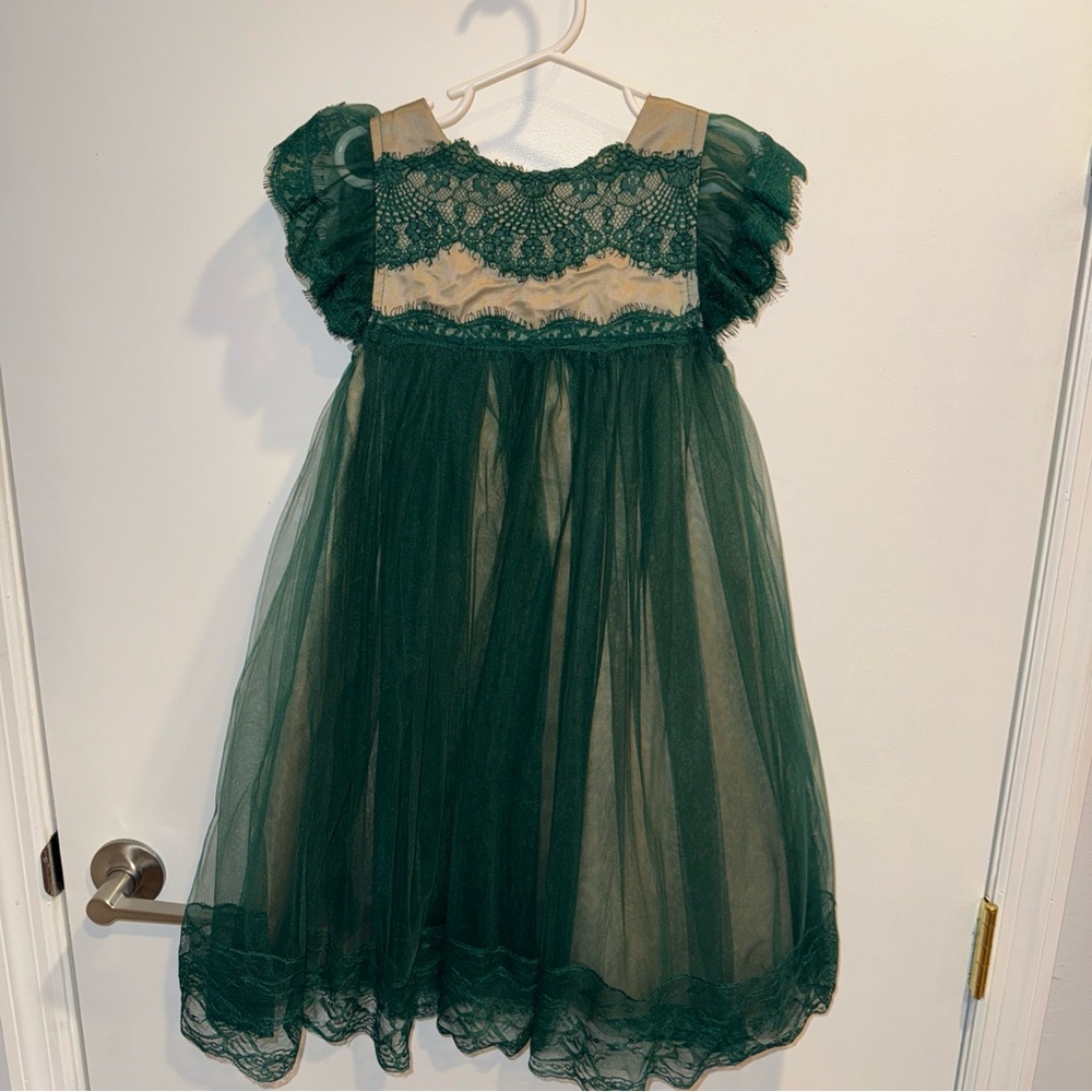 Trish Scully Child Adriana Girls Ball Gown Dress Size 4 Green/beige